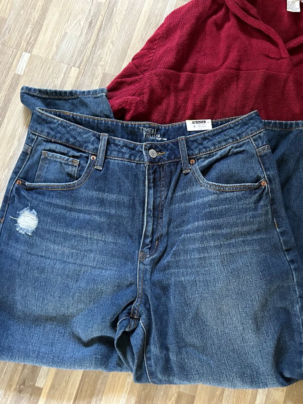NEW distressed size 12 womens blue denim jeans pants twelve high rise